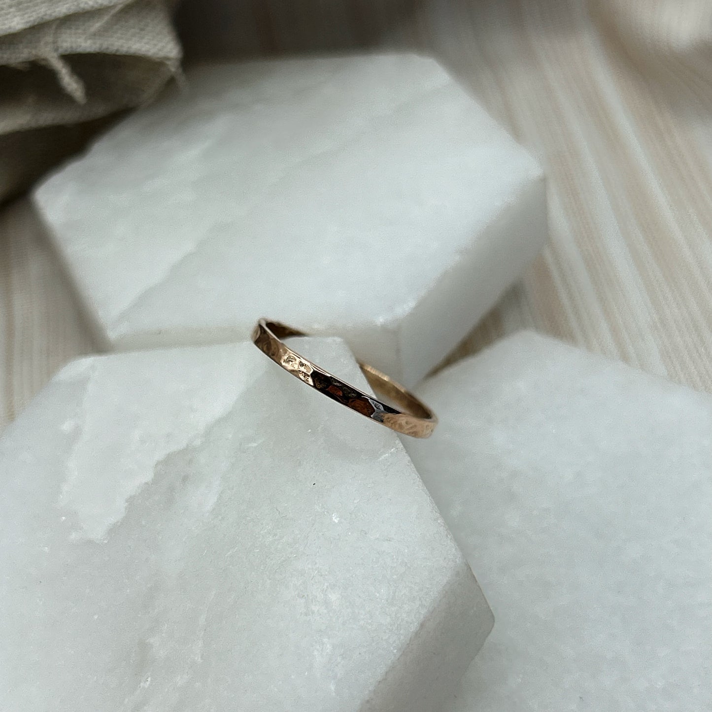 Hand-Hammered Thin Rose Gold Band