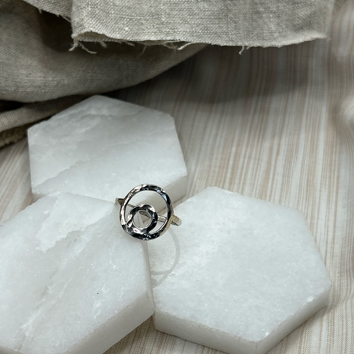 Hand-Hammered Orb Ring - Sterling Silver