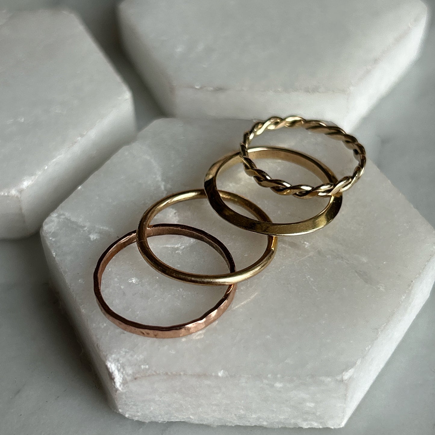 Hand-Hammered Thin Rose Gold Band