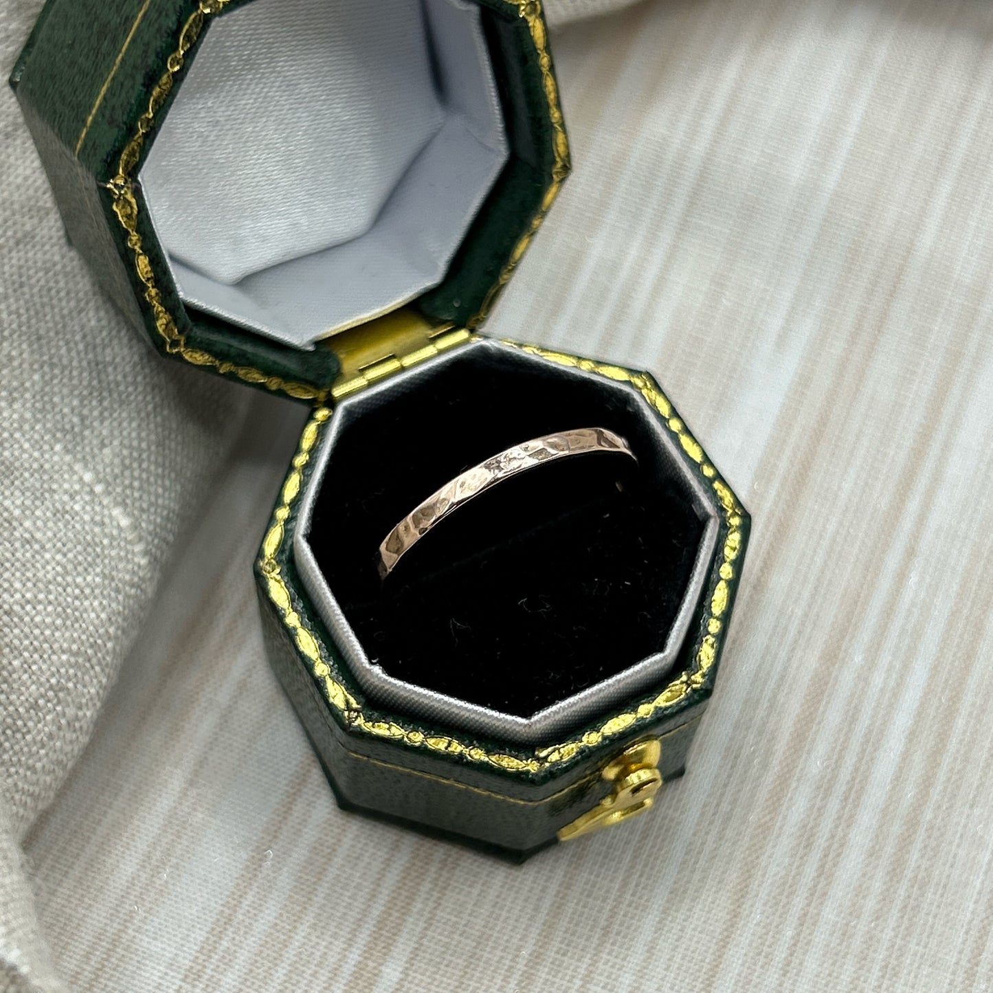 Hand-Hammered Thin Rose Gold Band