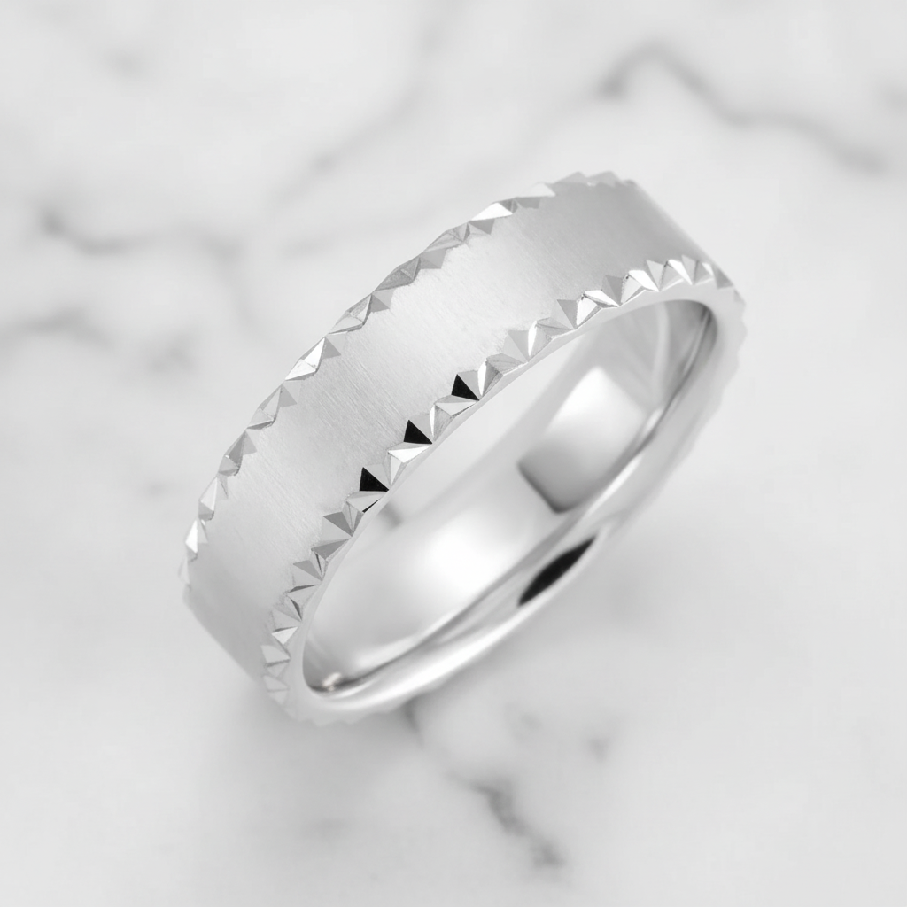 6mm Facet-Edge Satin Wedding Ring