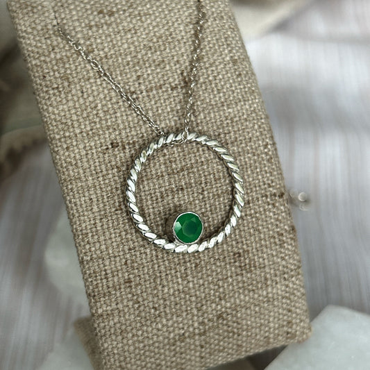 Chrysoprase Rope Pendant - Sterling Silver
