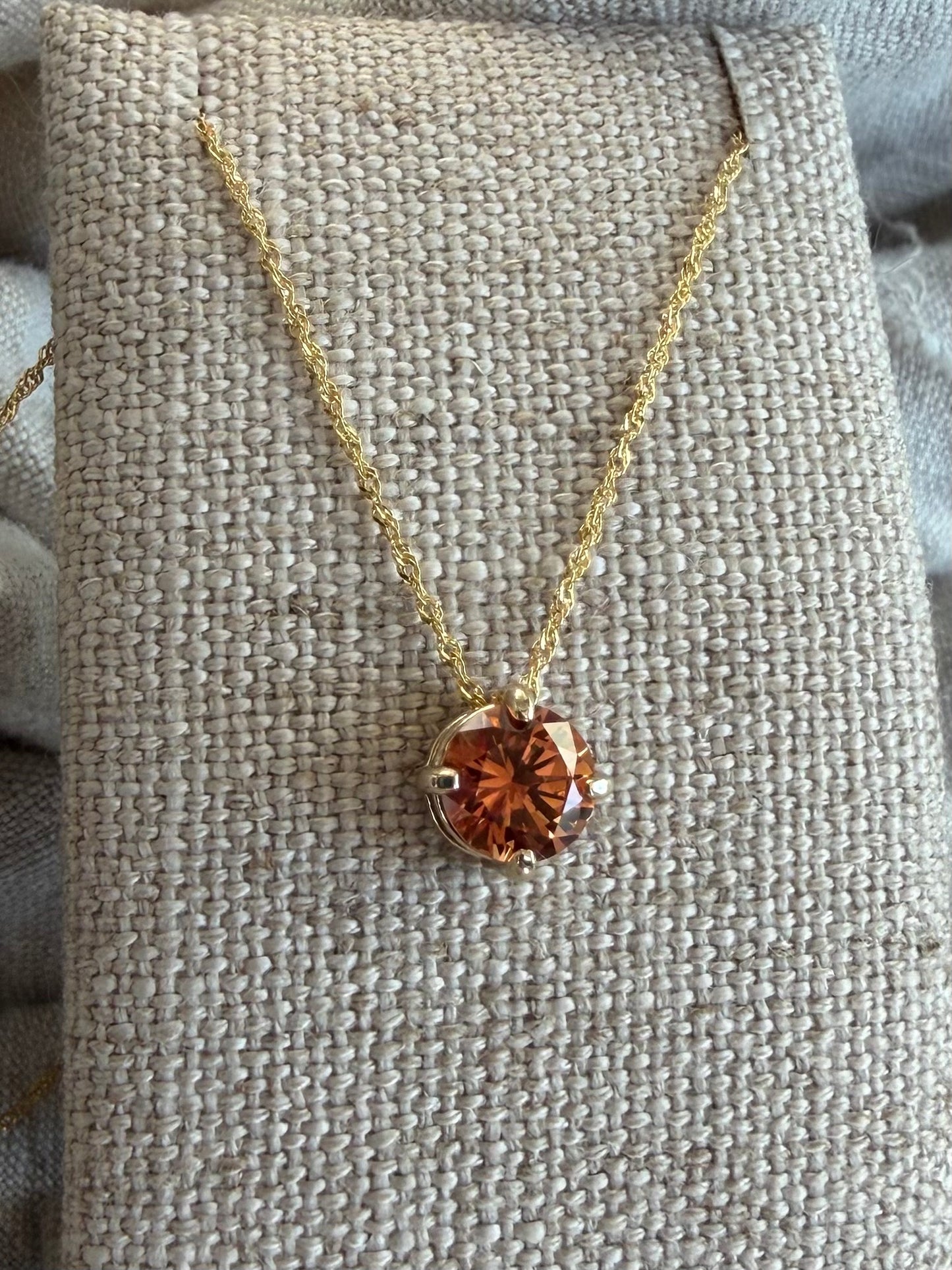 Sunset Pendant - 14k Yellow and Lab Orange Sapphire