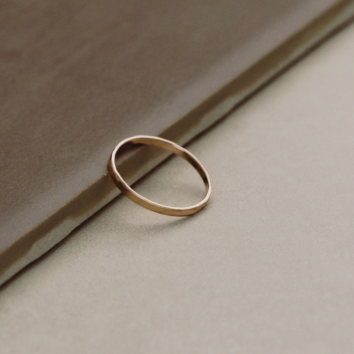 Hand-Hammered Thin Rose Gold Band