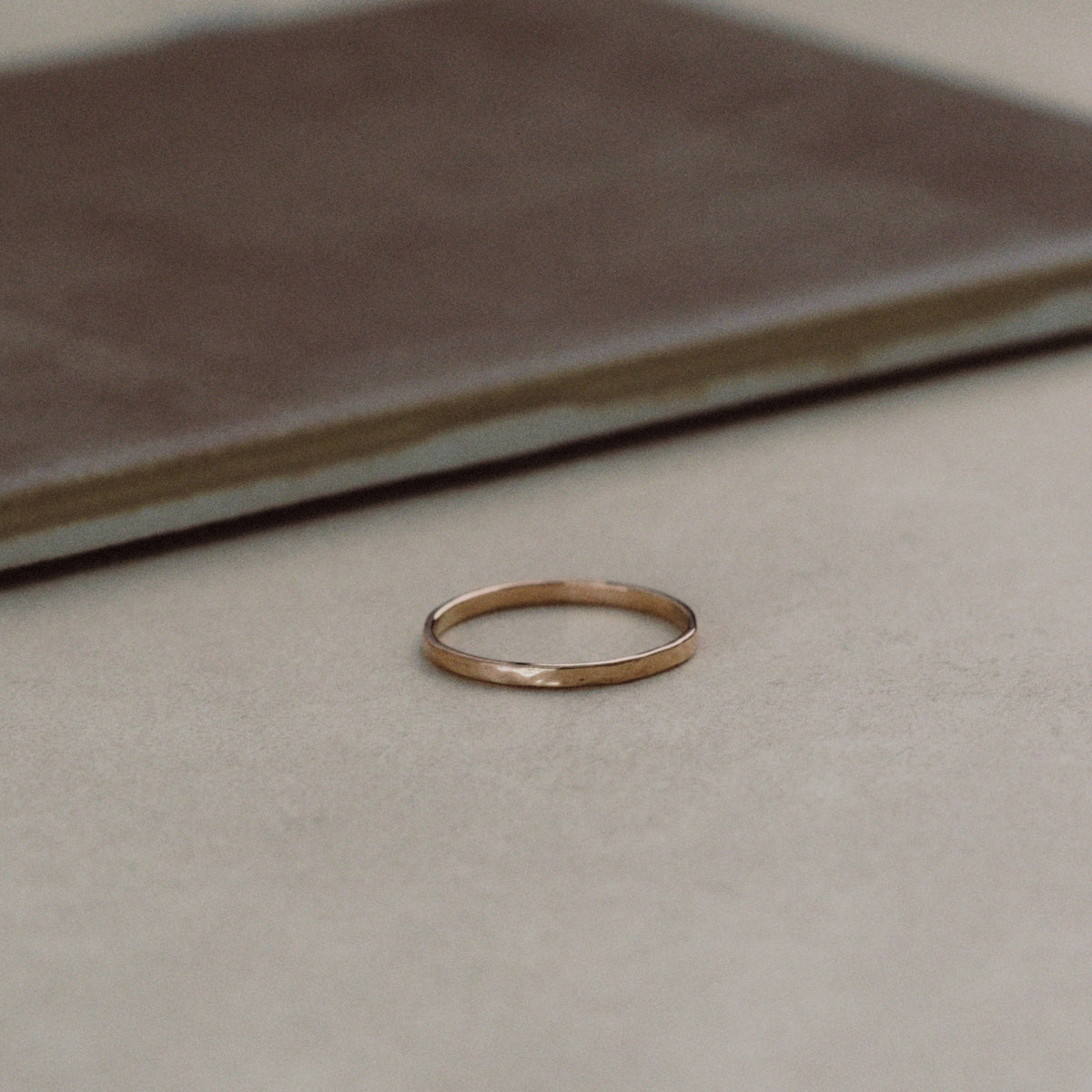 Hand-Hammered Thin Rose Gold Band