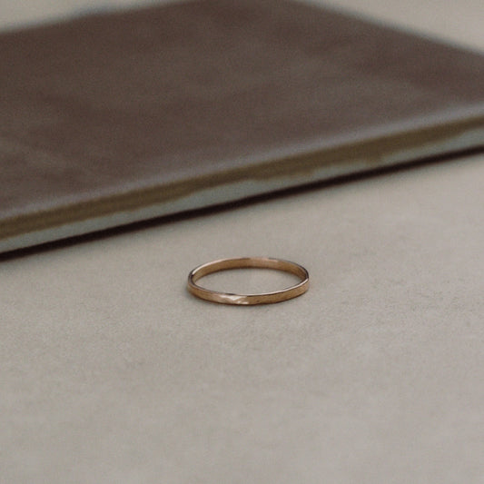 Hand-Hammered Thin Rose Gold Band