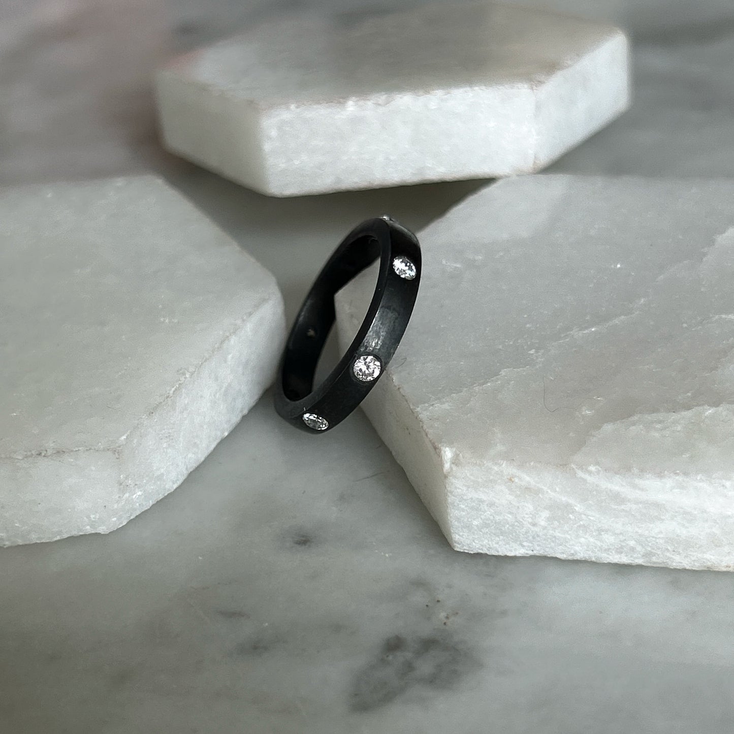 Oxidized Eternity Band - Sterling Silver and Lab Diamonds