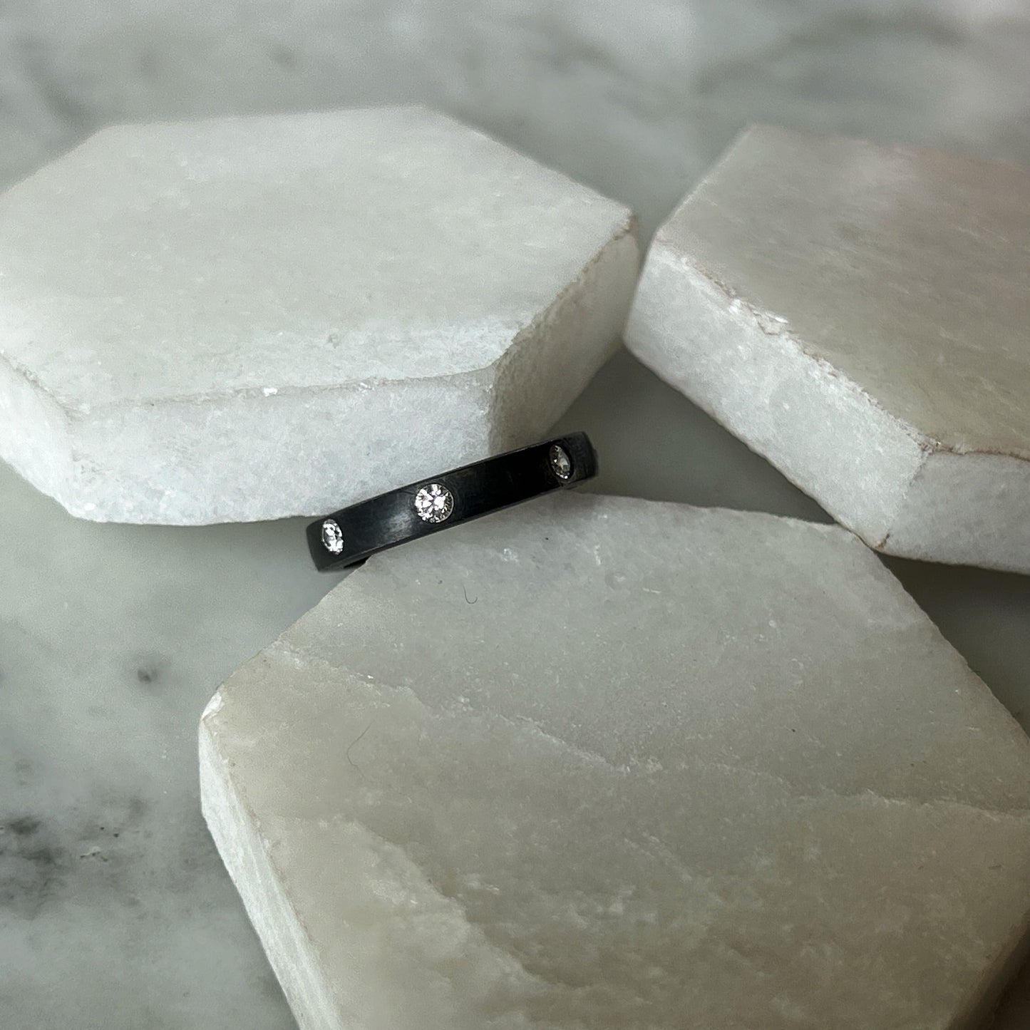 Oxidized Eternity Band - Sterling Silver and Lab Diamonds