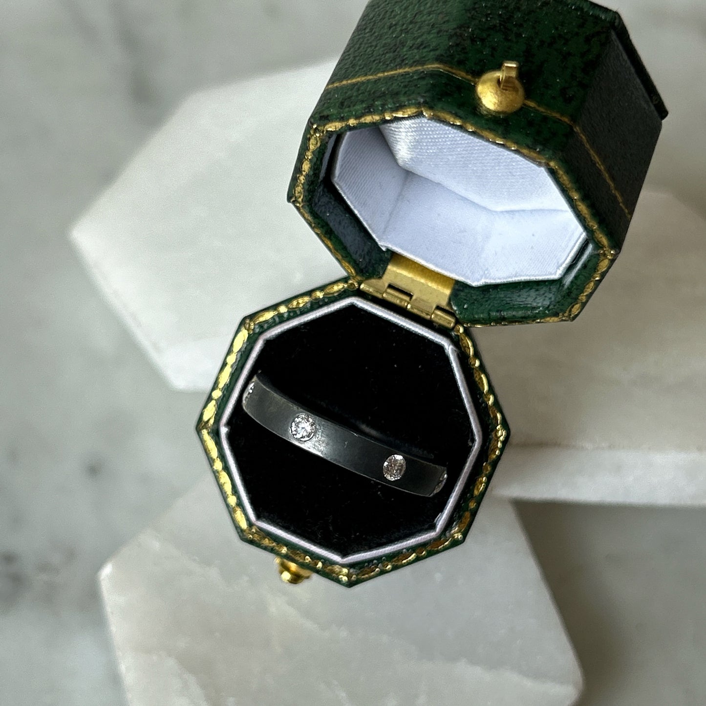 Oxidized Eternity Band - Sterling Silver and Lab Diamonds