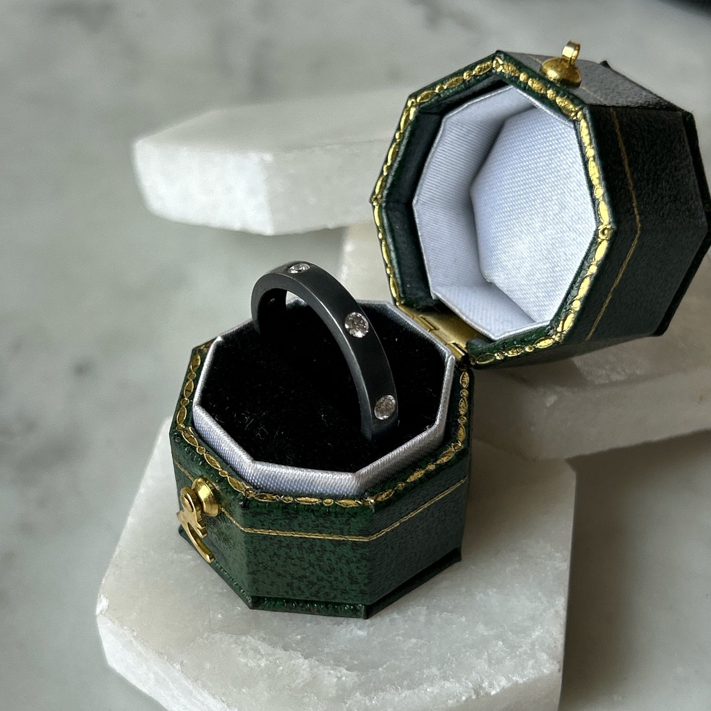 Oxidized Eternity Band - Sterling Silver and Lab Diamonds