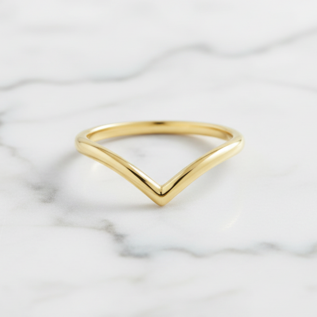 14K V-Shaped Contour Band