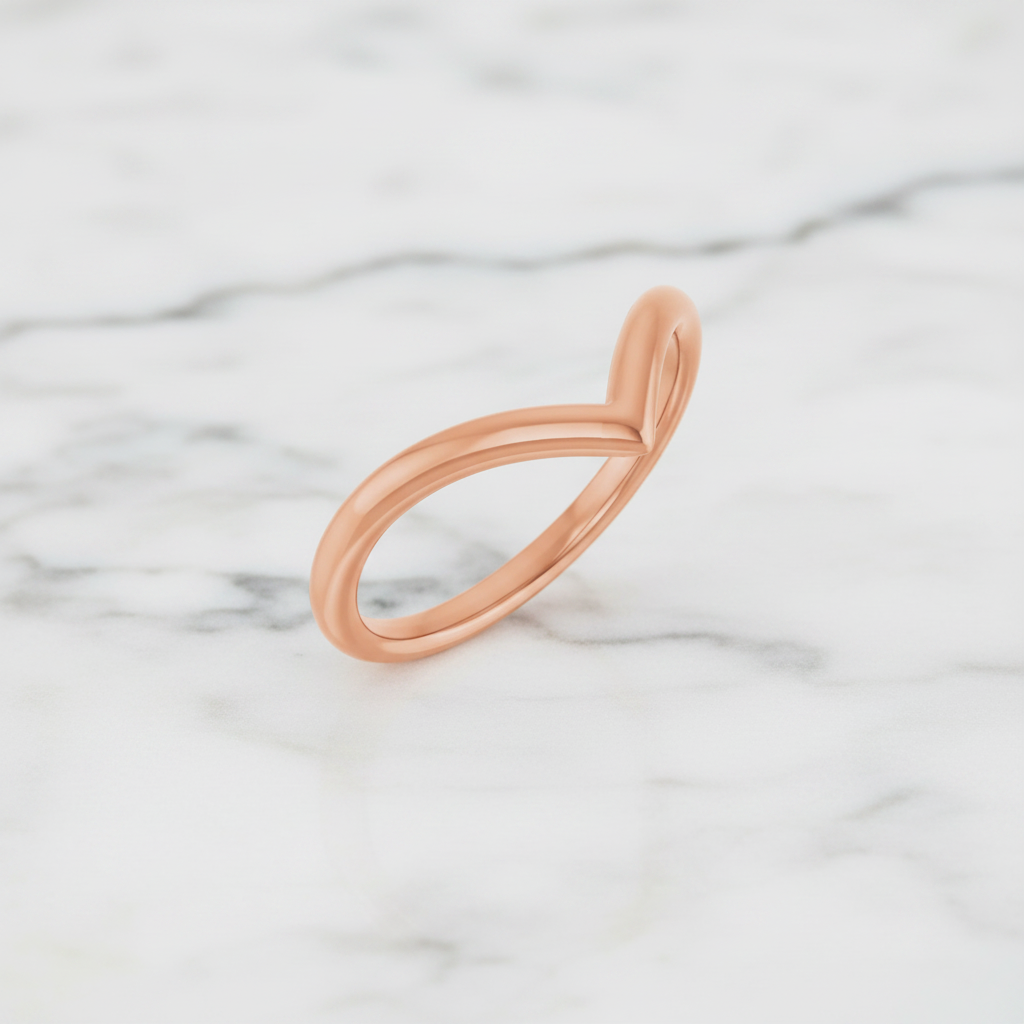 14K V-Shaped Contour Band