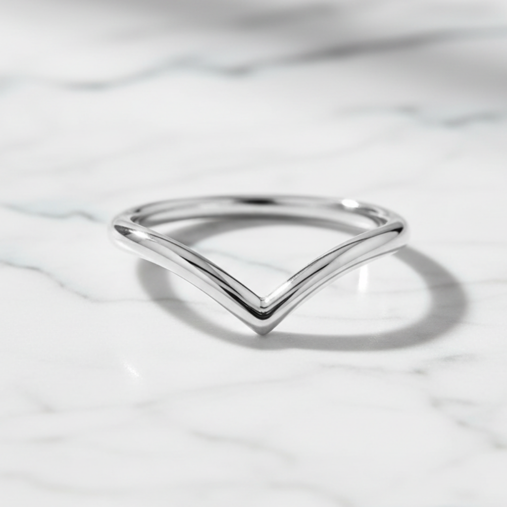 14K V-Shaped Contour Band