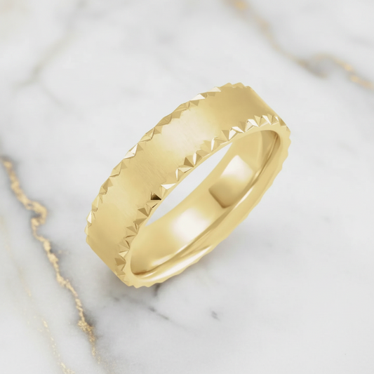 6mm Facet-Edge Satin Wedding Ring
