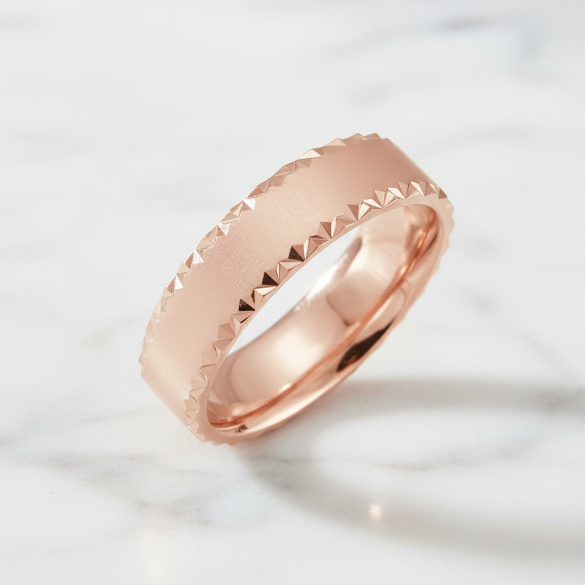 6mm Facet-Edge Satin Wedding Ring